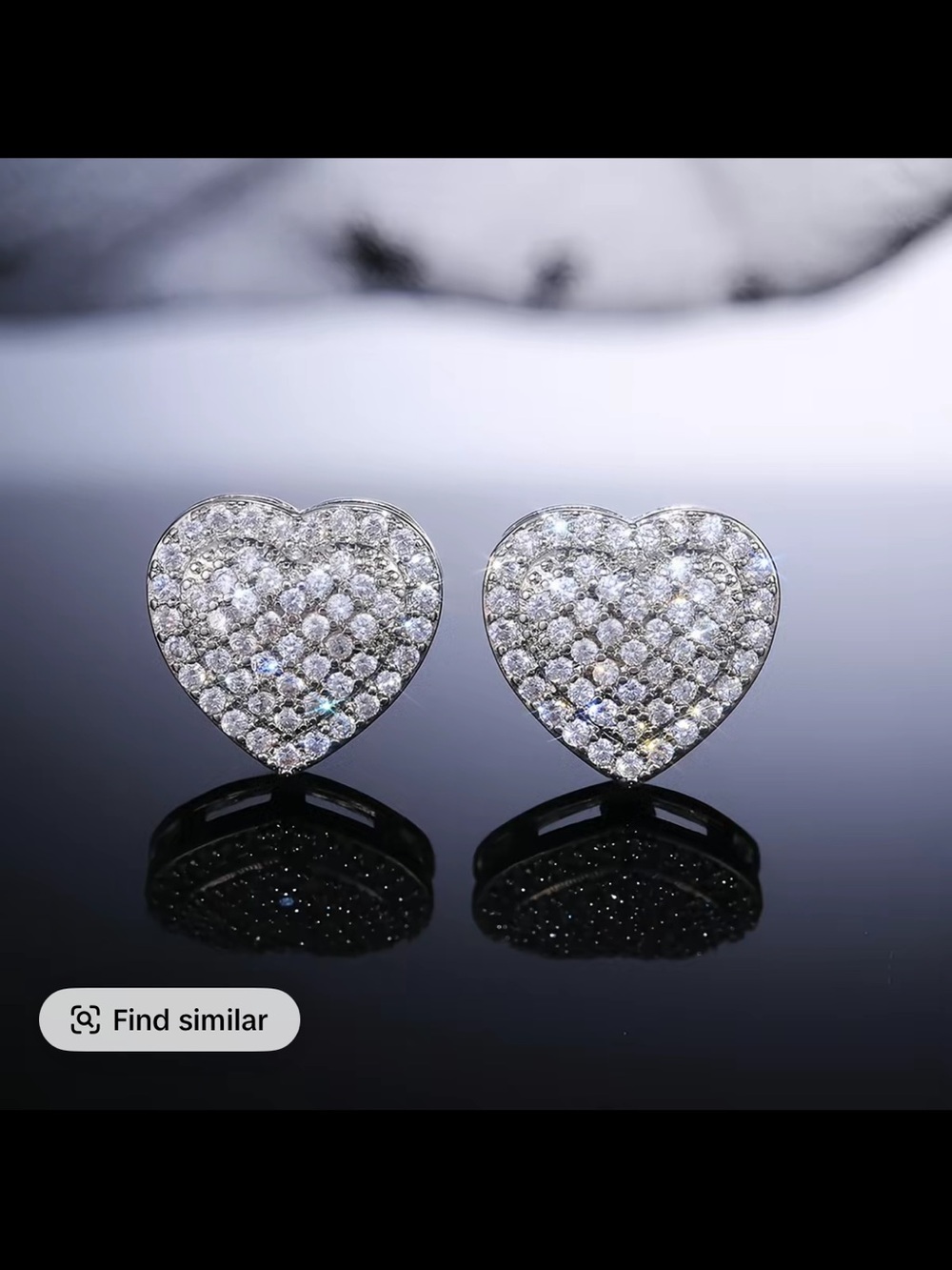 Women's heart stud earrings, exquisite cubic zirconia hypoallergenic